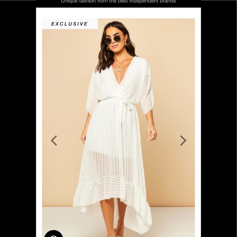 SilkFred Cream Plunge Maxi Dress UK 12
